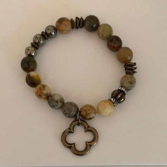 Inspire Designs Chunky Multi Color Stone Bracelet (Brown & Gray) - Picture 1 of 9